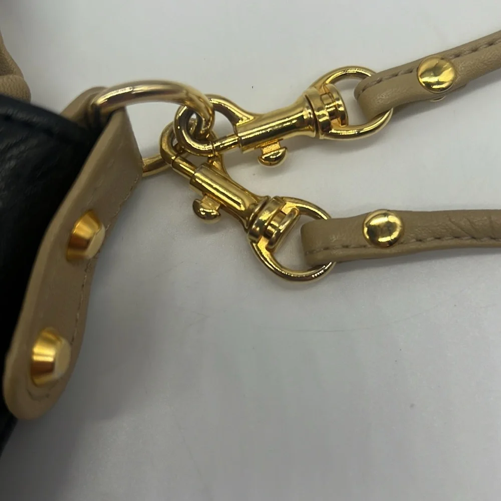 Kitamura Vintage Black/Tan/Gold Leather Crossbody